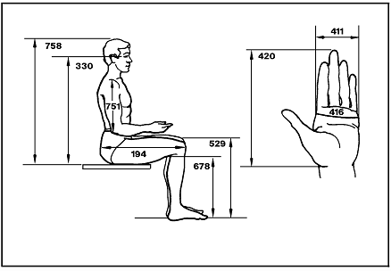 Ergonomic Chairs on Sketches Of A Man S Body  Side Sitting View  And A Man S Hand  Palm
