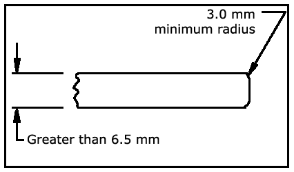 Figure of Requirements for Rounding Exposed Edges 6.4 mm (0.25 in) Thick or Thicker